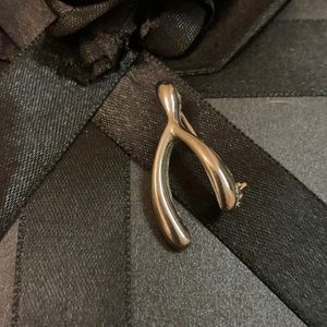 Vintage Silvertone Wishbone Pin